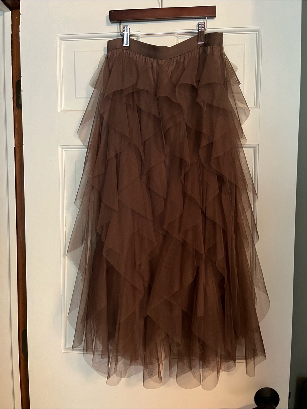 Elegant Brown Layered Tulle Skirt — Women - Picture 3 of 5